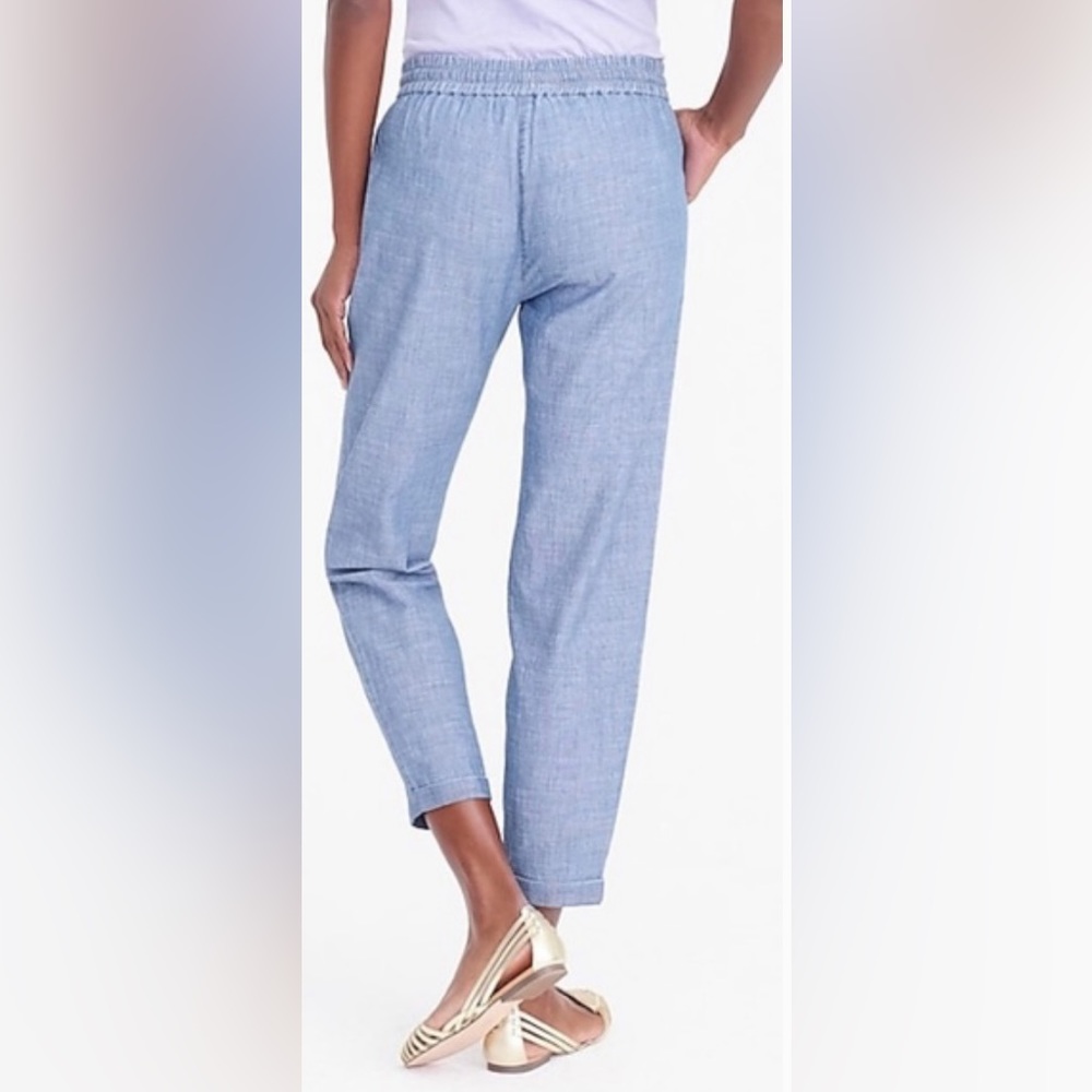J. Crew Chambray Drawstring Crop Cuffed Pants Siz… - image 2